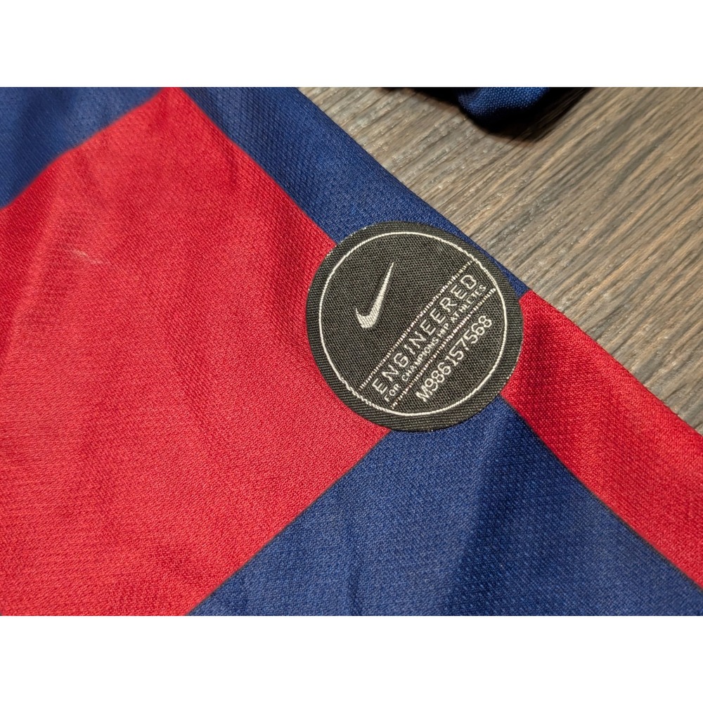 Nike FC Barcelona 2019-20 Home Jersey‎ Long Sleeve Rakuten Checkered Blue Red M - Picture 2 of 5